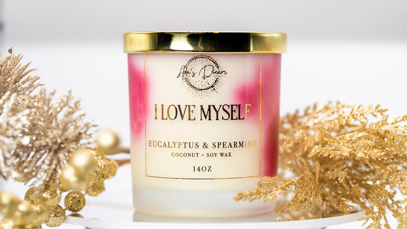 14oz I Love Myself Wood Wick Candle (Eucalyptus & Spearmint).